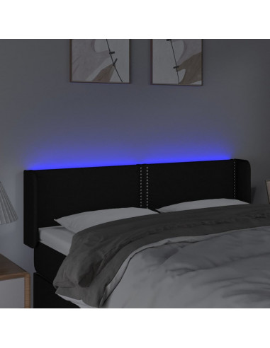 Testiera a LED Nera 147x16x78/88 cm in Tessuto