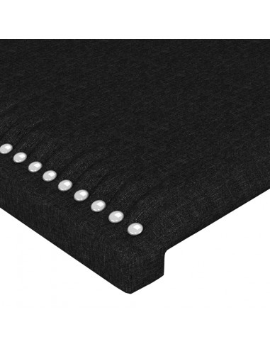 Testiera a LED Nera 147x16x78/88 cm in Tessuto