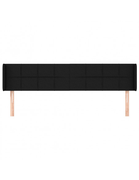 Testiera ad Orecchio Nera 183x16x78/88 cm in Tessuto