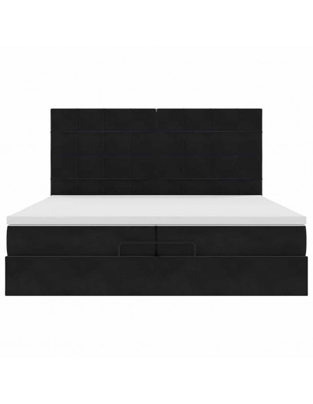 Struttura Letto Pouf con Materassi Nero 200x200 cm Velluto