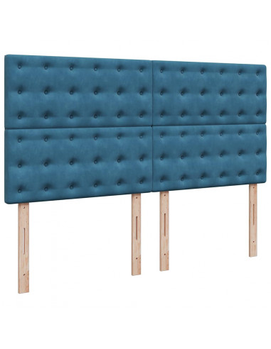 Pouf Letto con Materassi e LED Blu Scuro 200x200cm Velluto