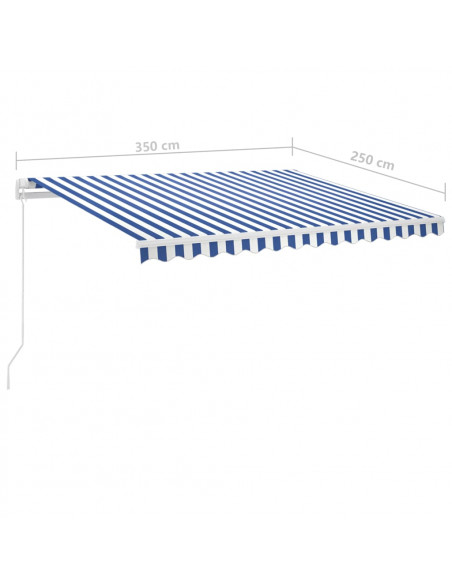 Tenda da Sole Manuale Autoportante 350x250 cm Blu/Bianca