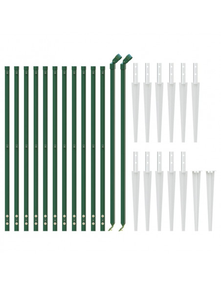Recinzione Metallica con Picchetti Ancoraggio Verde 0,8x25 m