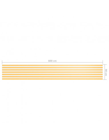 Paravento Balcone Bianco e Giallo 90x600 cm Tessuto Oxford