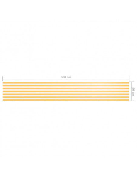 Paravento Balcone Bianco e Giallo 90x600 cm Tessuto Oxford