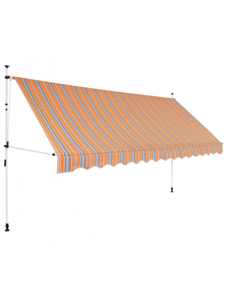 Tenda da Sole Retrattile Manuale 400 cm a Strisce Blu e Gialle
