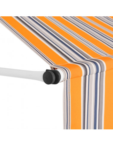 Tenda da Sole Retrattile Manuale 400 cm a Strisce Blu e Gialle