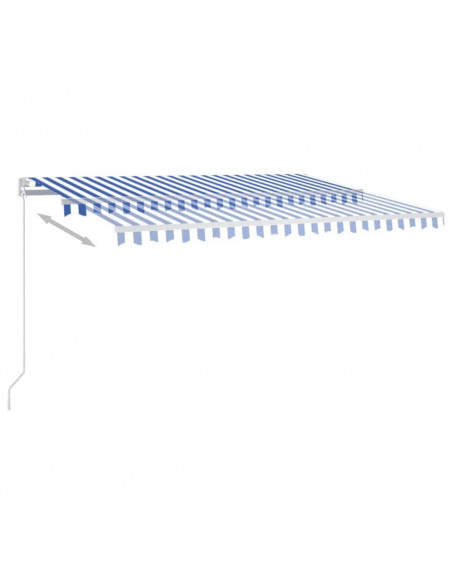 Tenda da Sole Retrattile Manuale con LED 400x350 cm Blu Bianco
