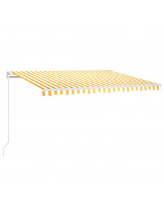 Tenda da Sole Retrattile Manuale LED 400x350 cm Giallo Bianco