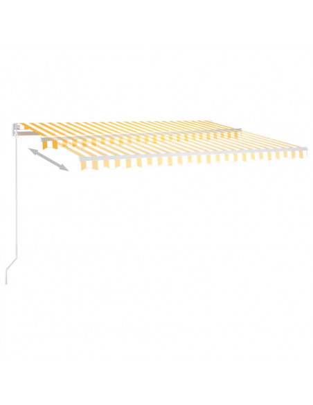 Tenda da Sole Retrattile Manuale LED 400x350 cm Giallo Bianco