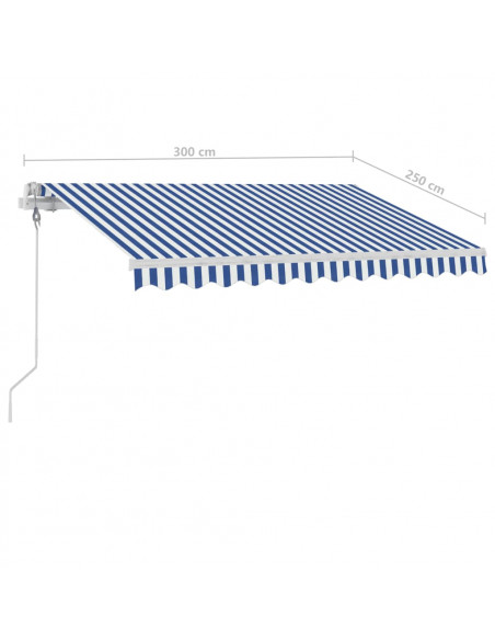 Tenda da Sole Automatica Autoportante 300x250 cm Blu e Bianca