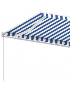 Tenda Retrattile Manuale con Palo 450x300 cm Blu/Bianca