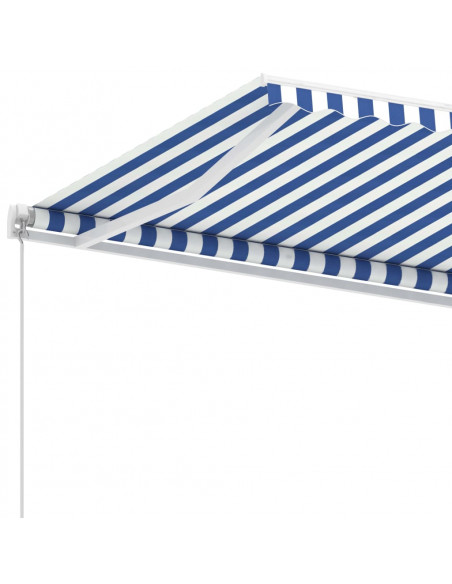 Tenda Retrattile Manuale con Palo 450x300 cm Blu/Bianca