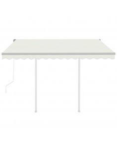 Tenda da Sole Retrattile Automatica con Pali 3x2,5 m Crema 2