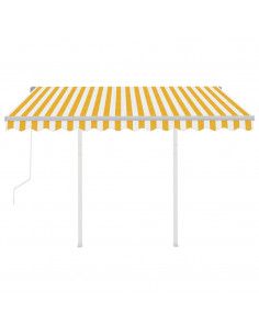 Tenda da Sole Retrattile Automatica e Pali 3x2,5m Gialla Bianca 2