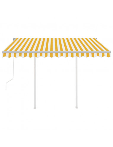 Tenda da Sole Retrattile Automatica e Pali 3x2,5m Gialla Bianca