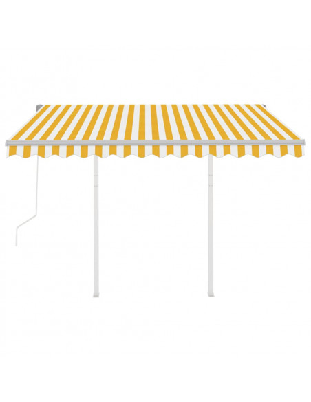 Tenda da Sole Retrattile Automatica e Pali 3x2,5m Gialla Bianca