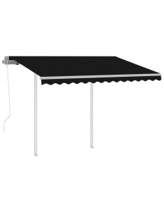 Tenda da Sole Retrattile Automatica con Pali 3x2,5 m Antracite