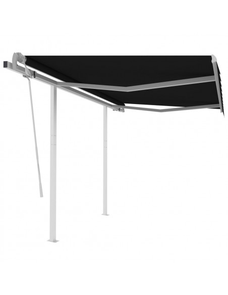 Tenda da Sole Retrattile Manuale con Pali 3,5x2,5m Antracite