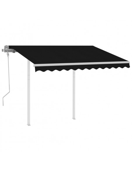 Tenda da Sole Retrattile Manuale con Pali 3,5x2,5m Antracite