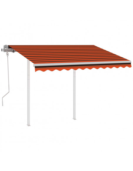Tenda Retrattile Manuale con Pali 3,5x2,5m Arancio e Marrone