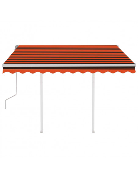 Tenda Retrattile Manuale con Pali 3,5x2,5m Arancio e Marrone
