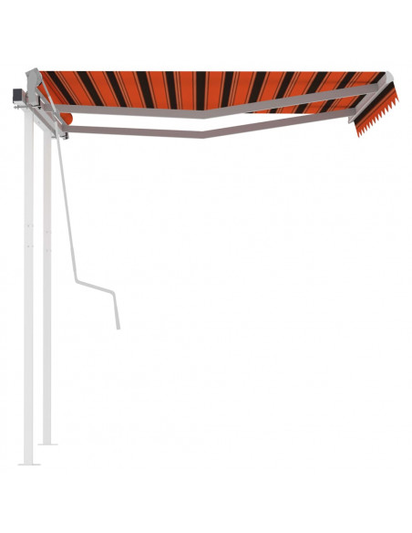 Tenda Retrattile Manuale con Pali 3,5x2,5m Arancio e Marrone