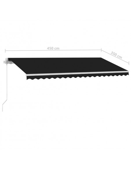 Tenda Sole Retrattile Manuale con Palo 450x350 cm Antracite