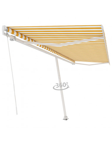 Tenda da Sole Autoportante Manuale 500x300 cm Gialla Bianca