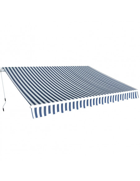 Tenda da Sole Pieghevole Manuale 350 cm Blu/Bianca