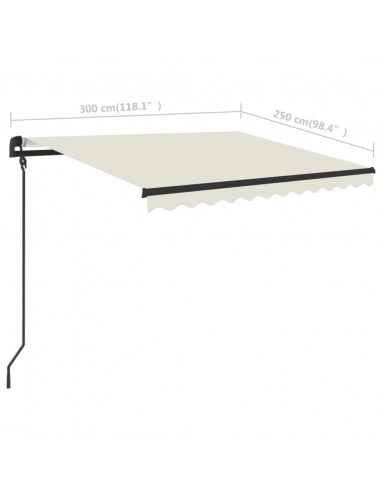 Tenda da Sole Retrattile Manuale con Pali 3x2,5 m Crema