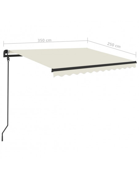 Tenda da Sole Retrattile Manuale con Pali 3,5x2,5 m Crema