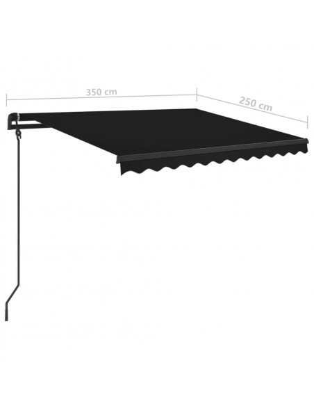 Tenda da Sole Retrattile Manuale con Pali 3,5x2,5 m Antracite