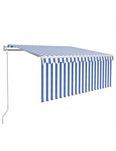 Tenda Sole Retrattile Automatica con Parasole 3x2,5m Blu Bianco