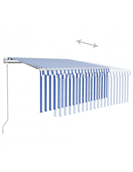 Tenda Sole Retrattile Automatica con Parasole 3x2,5m Blu Bianco
