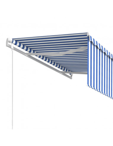 Tenda Sole Retrattile Automatica con Parasole 3x2,5m Blu Bianco