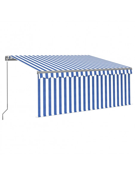 Tenda Sole Retrattile Manuale con Parasole 3x2,5m Blu e Bianco