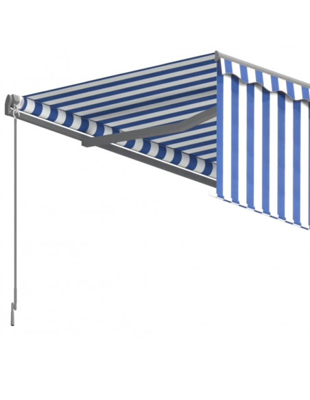 Tenda Sole Retrattile Manuale con Parasole 3x2,5m Blu e Bianco