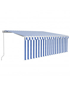 Tenda Sole Retrattile Manuale con Parasole 4,5x3m Blu e Bianco
