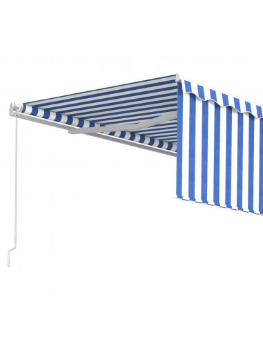 Tenda Sole Retrattile Manuale con Parasole 4,5x3m Blu e Bianco