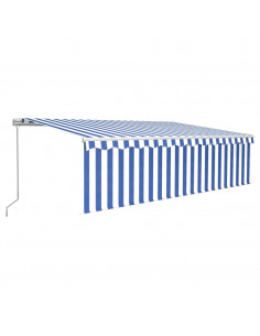 Tenda da Sole Retrattile Manuale con Parasole 5x3m Blu e Bianco