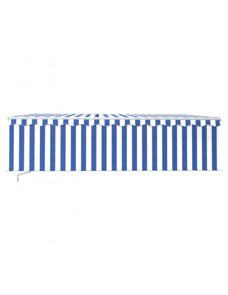 Tenda da Sole Retrattile Manuale con Parasole 5x3m Blu e Bianco