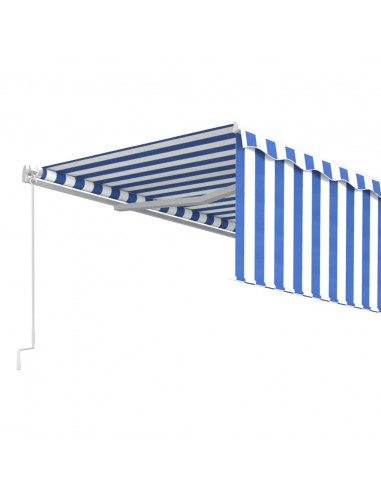 Tenda da Sole Retrattile Manuale con Parasole 5x3m Blu e Bianco