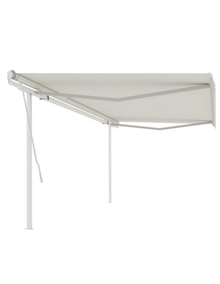 Tenda da Sole Retrattile Manuale con Pali 5x3 m Crema