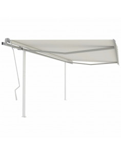 Tenda da Sole Retrattile Manuale con Pali 4x3,5 m Crema