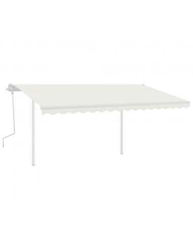 Tenda da Sole Retrattile Manuale con Pali 4x3,5 m Crema