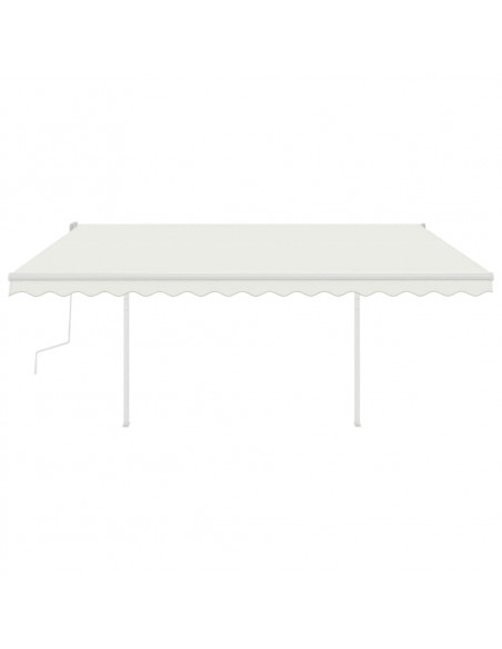 Tenda da Sole Retrattile Manuale con Pali 4x3,5 m Crema