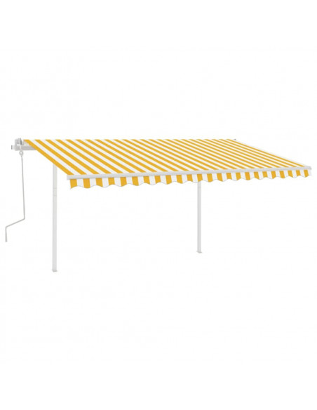 Tenda da Sole Retrattile Manuale con Pali 4x3,5 m Gialla Bianca