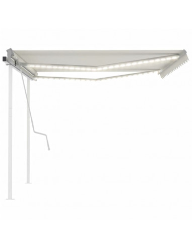 Tenda da Sole Retrattile Manuale con LED 4x3,5 m Crema