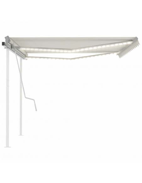 Tenda da Sole Retrattile Manuale con LED 4x3,5 m Crema
